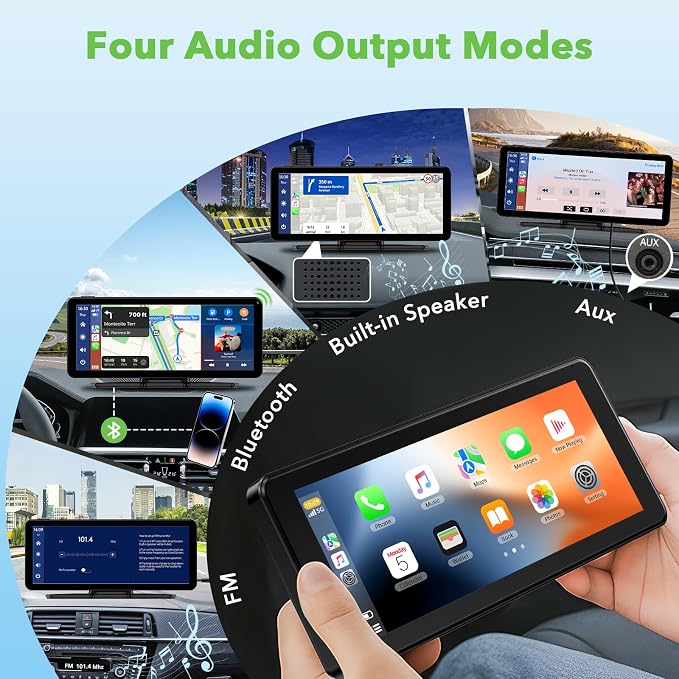 6.86" CarPlay Screen with Dual Dash Cam 2.5K Front 1080P Rear | Apple CarPlay & Android Auto, Mirror Link, Voice Control, GPS Navigation — Access maps, music and calls for daily drives.