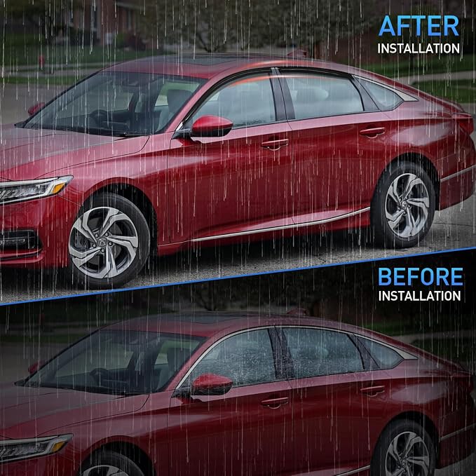 Window Rain Guards for Honda Accord 2018 2019 2020 2021 2022 2023, Window Wind Deflectors Vent Visors, Tape on-4PCS