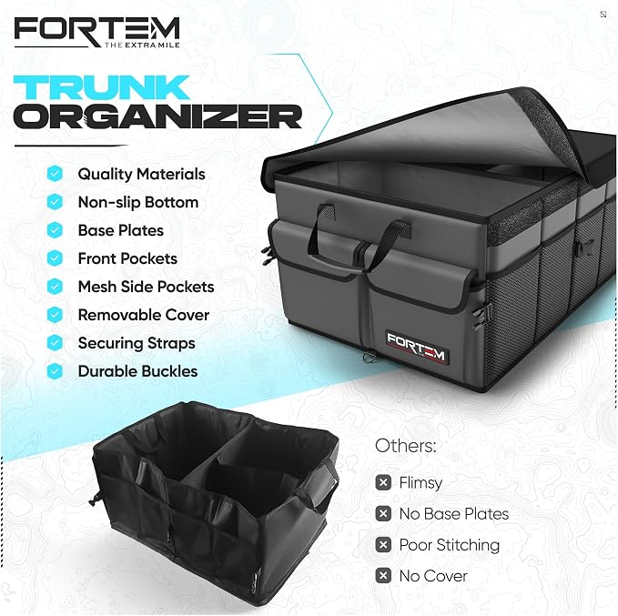 Trunk Organizer For SUV Car Trunk Organizer, Foldable Storage, Car Accessories for Women Men, Collapsible Bag, 600D Oxford, Non Slip Bottom, Straps, Soft Cover (65L)