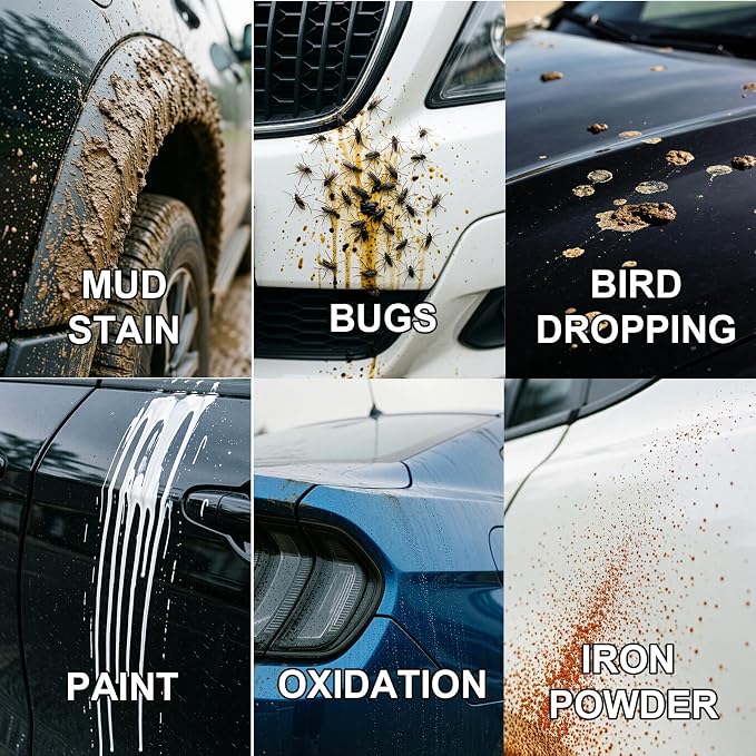 3 Pcs Clay Towel - Auto Detailing synthetic Clay bar Towel - Decontaminate Paint and Glass for Smoth Washing - Improve Wax and Sealant Bonding, Enhance Gloss and Color Depth - 12" x 12" (BLACK)