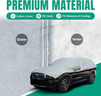 Half Car Cover SUV,Top Cover with Green Reflective Strip, Hail Protector Car Cover with Cotton Liner, Sunroof & Windshield Cover for Ice and Snow, All Weather Car Body Cover for Snow, Sun, Rain, Dust