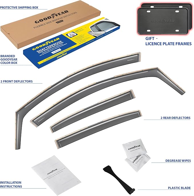 Goodyear Shatterproof in-Channel Window Deflectors for Toyota Corolla 2020-2026 Sedan, Rain Guards, Window Visors for Cars, Vent Deflector, Car Accessories, 4 pcs - GY008423