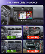 【Built-in DSP】Android Car Stereo for Honda Civic 2001 2002 2003 2004 2005 Radio Wireless Carplay Android Auto GPS Chip, 9 Inch Touch Screen 26UIs Mirror Link Bluetooth WiFi FM/RDS Backup Camera