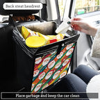 Car Trash Can Organizer Bin with Adjustable Strap for Back Front Seat Console Waterproof Leakproof Collapsible Portable 11 Inch Colorful Diagonal Striped Santa Claus