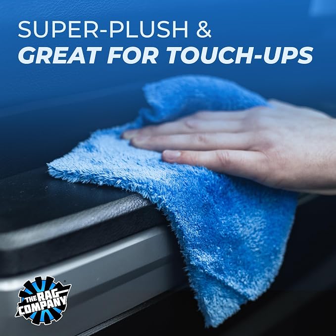 The Eaglet 500 - Professional Korean 70/30 Blend; Super Plush Microfiber Detailing Towels; Perfect for Wheels, Mirrors, and More; 500GSM; 8inx8in, Blue (10-Pack)