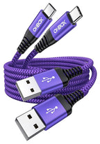 USB to USB C Cable Fast Charging [2 Pack 3FT], USB A to USB C Cable for Car, Durable Braided USB Type C iPhone Charger USBC Cord for iPhone 17/16/15/Pro Max/Plus, Samsung Galaxy S23 and More-Purple