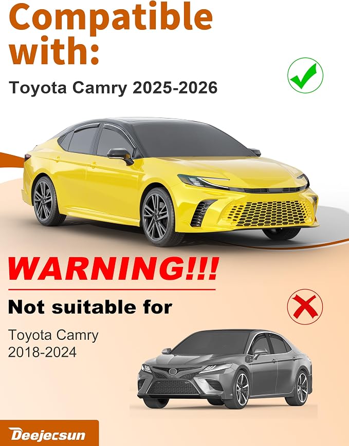 in-Channel Window Rain Guards Fit for Toyota Camry 2025 2026 Extra Durable Rain Guards Window Deflectors Visors Vent Visors Vent Shades Car Accessories - 4 pcs