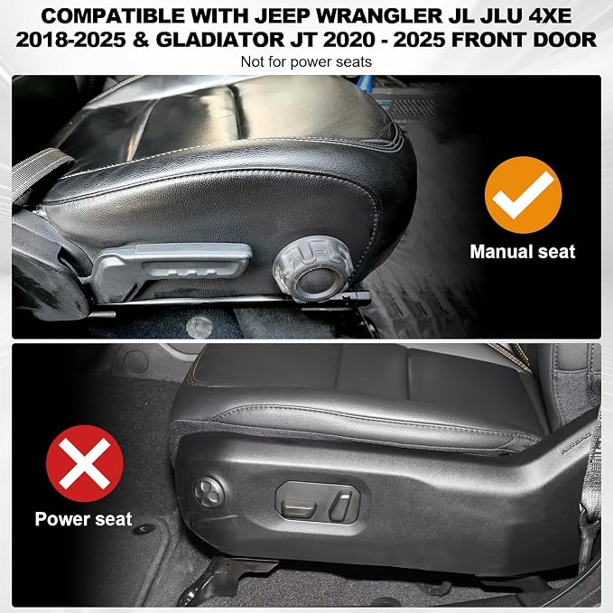 Metal Front Door Pocket, Storage Box Compatible with Jeep Wrangler JL JLU 4XE (2018-2026) & Gladiator JT (2020-2026) Accessories, 2PCS Door Net Pockets Replacement | Not for Power Seats