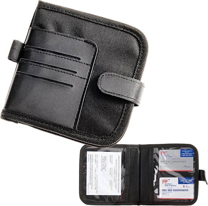 Car Visor Organizer and Registration and Insurance Card Holder with Clear Document Pockets and 3 Card Holders - Vehicle Document Holder for Visor, Glove Box or Console