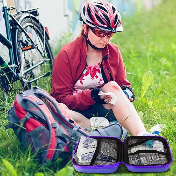 276PCS Compact Small First Aid Kits for Home Businesses Urgent Essential Mini First Aid Kit Travel Size Car Emergency Supplies Kit for Hiking Boating Skating, Purple