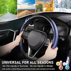 Steering Wheel Cover, Carbon Fiber Steering Wheel Cover for Men/Women, Anti-Slip, Comfortable Grip, Durable, Universal for 99% Car Interior Accessories (Dark Blue)