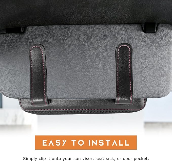 Car Tissue Box, Leather Auto Sun Visor Napkin Case Tissue Case Holder with Zipper, Sunvisor Paper Towel Storage Box Napkin Organizer for Most Vehicles, Car Accessories (Black)