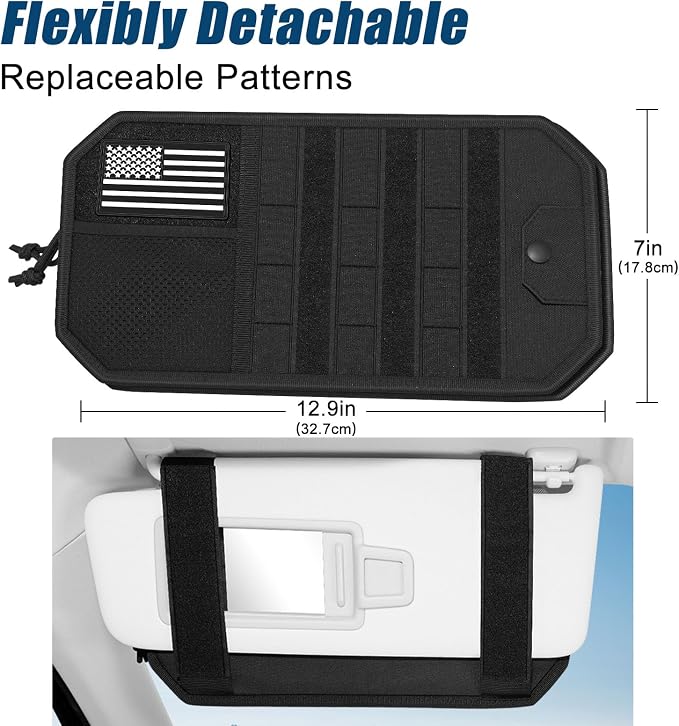 Car Sun Visor Organizer, Car Visor Organizer with Multi-Pocket Net Zipper, Sun Visor Storage with Multiple Storage Compartments for Universal Most Vehicles, 2 Pcs, Black