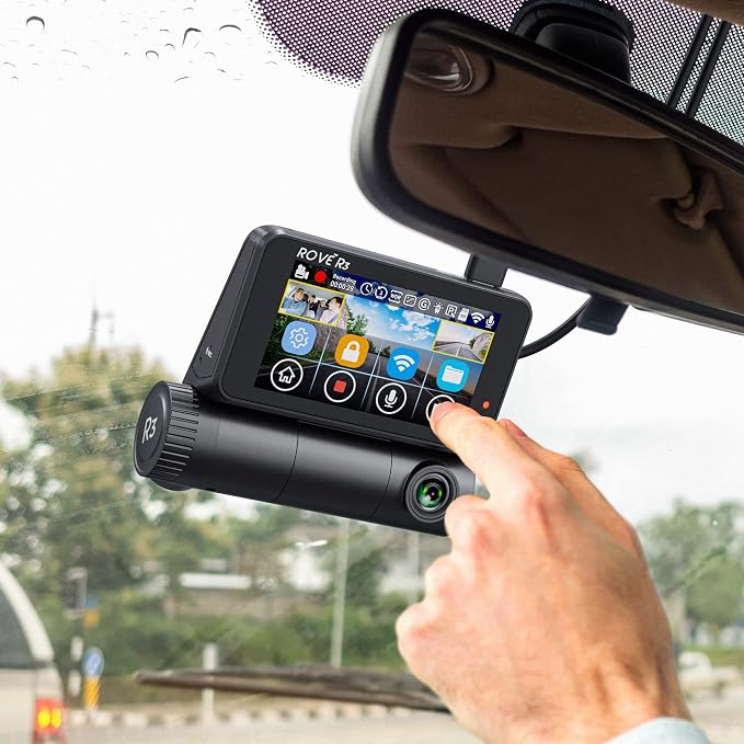 R3 Dash Cam Front and Rear with Cabin, 3” IPS Touch Screen, 3 Channel Dash Cam 1440P+1080P+1080P, IR Night Vision, 5GHz WiFi, Up to 30MB/s Download Speed, Quad-Mode GPS, Supports 512GB Max