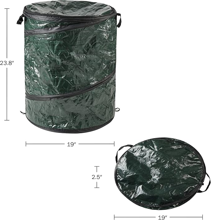 29.5-Gallon Pop up Outdoor Garbage Can Set - Set of 2 Collapsible Trash Cans for Parties, Yard Waste, or Laundry - Camping Accessories by