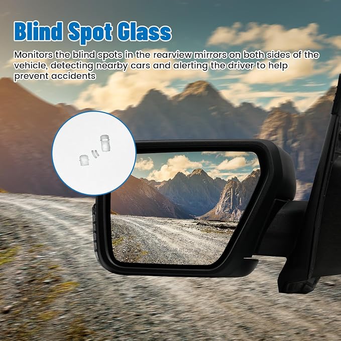 Pair Side Mirrors for Ford F150 2021 2022 2023 2024, Passenger and Driver Heated Mirror Assembly with Blind Spot Detection, Turn Signal Light and Puddle Light - OEM Style