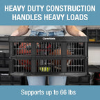Collapsible Utility Crates, Obsidian, 3 Pack, 45L/11 Gal, 66 lbs Capacity, Stackable Containers, Heavy Duty, Space-Saving Baskets,Polypropylene (PP)