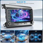 5G WiFi Upgrade Android 15 Car Radio for Honda Civic 2012 2013 2014 2015, 7 Inch IPS Touch Screen with Wireless CarPlay Android Auto, GPS/Bluetooth/FM/SWC/Type C/1080P Backup Camera, 4+64G