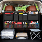 Trunk Organizer for SUV, Car Organizer with 10 Pockets Large Capacity & 3 Adjustable Straps for Easy Installation, Hanging Car Storage Universal Fit for Sedans, SUVs, MPVs, Trucks, 35.5 x 18.2in