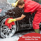 15 Pcs Car Microfiber Towels Buffing Drying Wash Cleaning Cloths Plush Large Towels Thick Care Polishing Detailing Waxing Scratch Proof Towel, 15.75 x 15.75 Inch (Red)