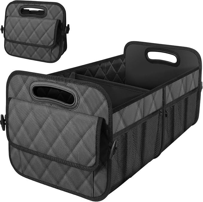 Car Trunk Organizer for SUV, Car Organizers and Storage with Reinforced Handles, Car Accessories for Women/Men 70L Waterproof Polyester Trunk Organizer(Large, Charcoal)