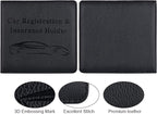 Car Registration and Insurance Holder, Vehicle Glove Box Car Organizer Men Women Wallet Accessories Case for Cards, Essential Document, Driver License, Black
