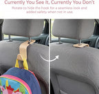 4PCS Car Seat Headrest Hooks, Auto Back Seat Hanger Holder, Durable Stylish Vehicle Organizer Universal Car Interior Accessories, Storage Hooks for Purses, Bags, Clothes (Carbon Fiber/Beige)
