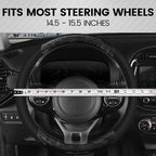 BurlwoodLux Wood Grain and PU Leather Black Steering Wheel Cover - Sport Grip for Car Auto SUV Trucks