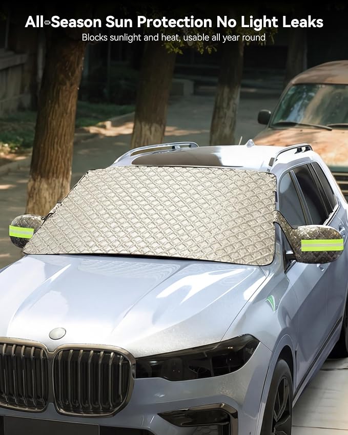 3W Windshield Cover for Ice and Snow, Waterproof Anti-Frost Windshield Snow Cover for Cars SUV/Truck/Van, Graphene-Insulated Car Accessories X-Large(78"x45")