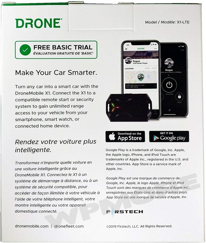 DroneMobile X1 LTE Module Locate and Start Your car by Smartphone or smartwatch with Sound of Tri-State Lanyard Bundle