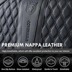 Coverado Front Seat Covers, Car Seat Covers Front Seats, Nappa Leather Seat Covers for Cars, Waterproof Seat Covers with Lumbar Support Universal Fit for Most Cars SUV Trucks (Front, Black)