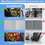 Car Trash Can Bin for Back Seat Leak Proof, Cute Car Trash Bag Hanging, Vehicle Trash Can for SUV Truck Van, Automotive Garbage Cans Front Seat Sunflower Floral