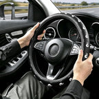 Skull Pattern PU Leather Steering Wheel Cover, Non-Slip Neoprene Lining, Universal Fit 14.5-15 Inch for Car, Truck, SUV