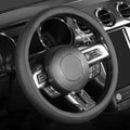 Black Car Steering Wheel Cover Medium Size 14.5-15 inch (37-39 cm), Breathable Microfiber Leather