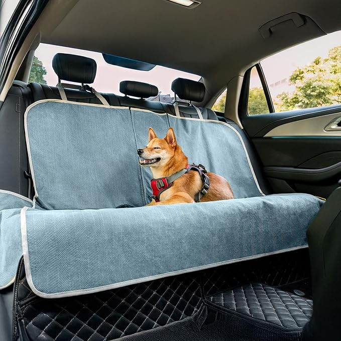 Dog Car Seat Cover for Back Seat, Back Seat Pet Cover for Dogs Waterproof, Scratchproof Dog Backseat Cover, Non-Slip Bench Car Seat Protector, Universal Fit Most Cars, SUVs, Trucks, Blue