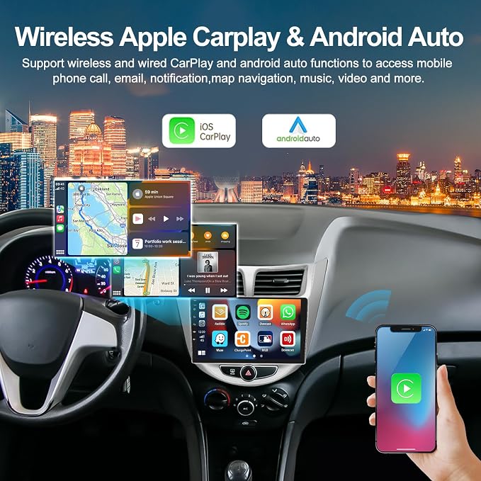 2G+64G Android 13 Car Stereo for Hyundai Accent 2012-2017 with Wireless Carplay Android Auto 9" Touchscreen Car Radio with GPS Navigation WiFi Bluetooth FM/RDS Radio HD Backup Camera Head Unit