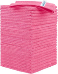 Pink Microfiber Cleaning Cloth, 24 Pack Cleaning Towels for Kitchen, Lint Free, Scratch-Free, Highly Absorbent, and Reusable Cleaning Rags for House, Window and Glass, Cars, 11.5 X11.5 inch