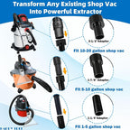 Universal Fits All Shop Vacs Large 7-1/2" Clear Extraction Head with 2-1/2" &1-7/8" & 1-1/4" Adapters for Auto Detailing, Shop Vac Extractor Attachment for 1-26 Gallon Wet Vacuum Cleaners