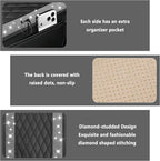 Stacool Upgraded Car Center Console Cover with Rhinestones,Microfiber Leather Car Armrest Cover Cushion with 2 Storage Bags,Universal Cars Armrest Storage Box as Cars Interior Accessories