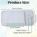 CD Case Holder for Car - DVD Vehicle Visor Storage Orangizer Sun Visor Organizer for CD Visor Case with 12 DVD Storage Sleeves 1 Mesh Pocket 1 Pen Holder(Grey)