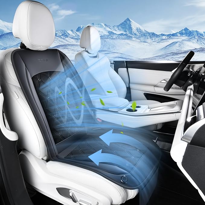Coverado Cooling Car Seat Cover, 12V-24V Ventilated Front Seat Cushion for Car, 3-Speed Adjustable Seat Cover for Summer Driving Seat, Universal Fit for Car SUV Truck Van