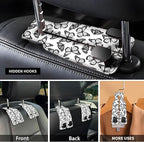 Car Seat Headrest Hook, Universal Leather Cute Hanger Holder Hook, Storage Organizer Interior Accessories for Purse Bags Handbag Black White Cute Butterfly