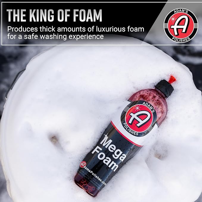 Adam’s Mega Foam Car Wash Soap (Gallon) – pH Neutral, Ultra Concentrated for Foam Cannon, Foaming Spray Gun, or Bucket – Safe for Wax, Sealants & Ceramic Coating – High Suds Car Cleaner