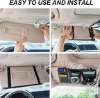 Car Sun Visor Organizer, Truck Visor Organizer Car Sun Storage Pocket Pouch Case Bag for Sunglasses, Cards, Pens and Document - Pink