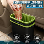Car Trash Can for Car, Leakproof Garbage Bin with Mat Clip, Black