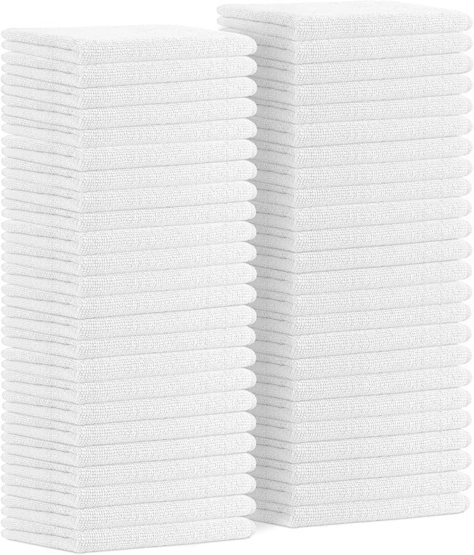 Microfiber Cleaning Cloths (Value Pack of 48) - Size 16 x 16 Inches, Highly Absorbent Cleaning Rags, Lint Free, Reusable and Washable, Microfiber Towels for Cars