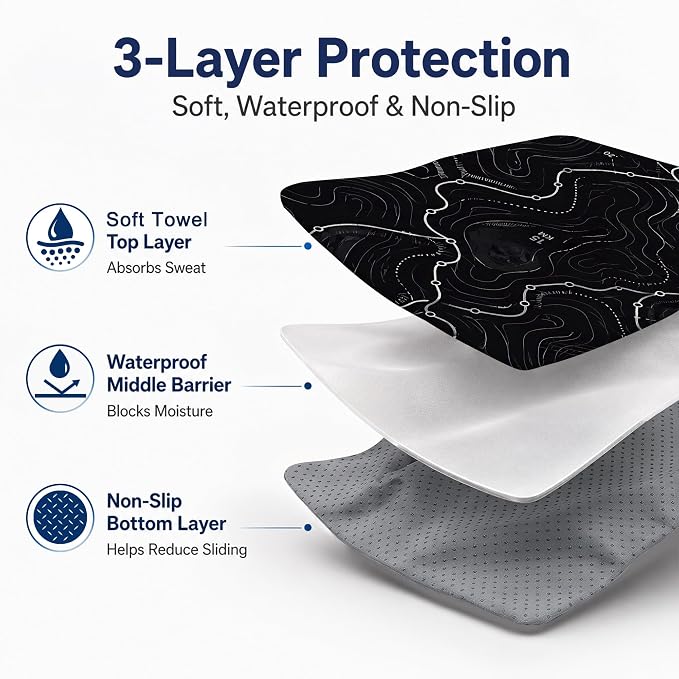 Car Seat Towel Cover 2 Pack for Front Seats, Sweat Absorbent Car Seat Protector with Non-Slip Backing, Waterproof Towel Car Seat Covers for Runners, Gym, Swimming, Beach, Pets, Trail Map