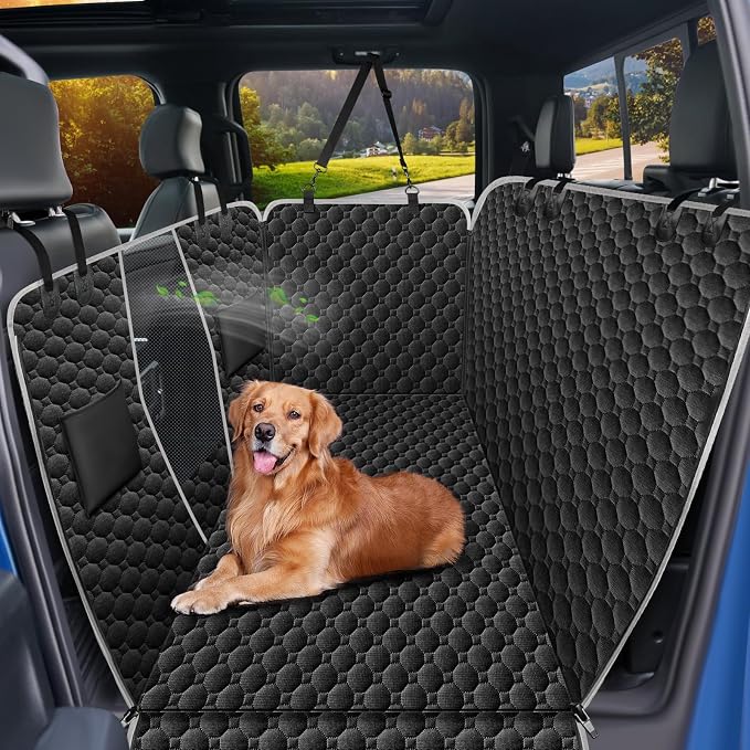 Waterproof Dog Hammock for Truck, Compatible with F150/RAM, Black | Visible Mesh Window,Great Gift,Storage Pockets,Effortless Cleaning, designed for full-size trucks, water-resistant polyester