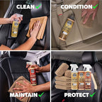 Leather Cleaner and Conditioner Detailing Kit - Leather Care Kit For Natural, Synthetic, Faux, Pleather, and More for Car Interiors, Apparel, Furniture, Boots & Accessories - 9 Items