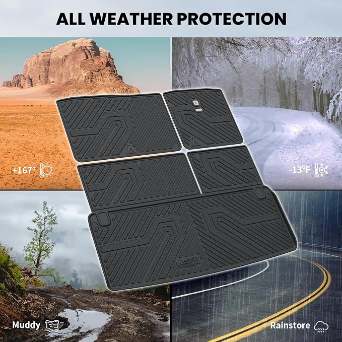 Cargo Mat & Backrest Mats for Nissan Armada/Infiniti QX80 2019-2024, All Weather TPE Custom Fit Easy Clean Durable No-Curling Trunk Mat for Armada & QX80, Black